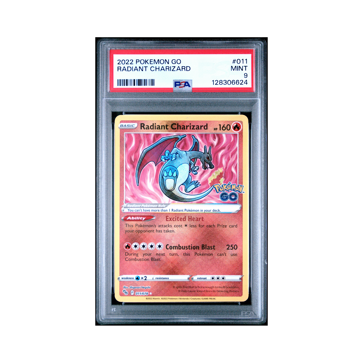 2022 Pokemon Go Radiant Charizard #011 PSA 9
