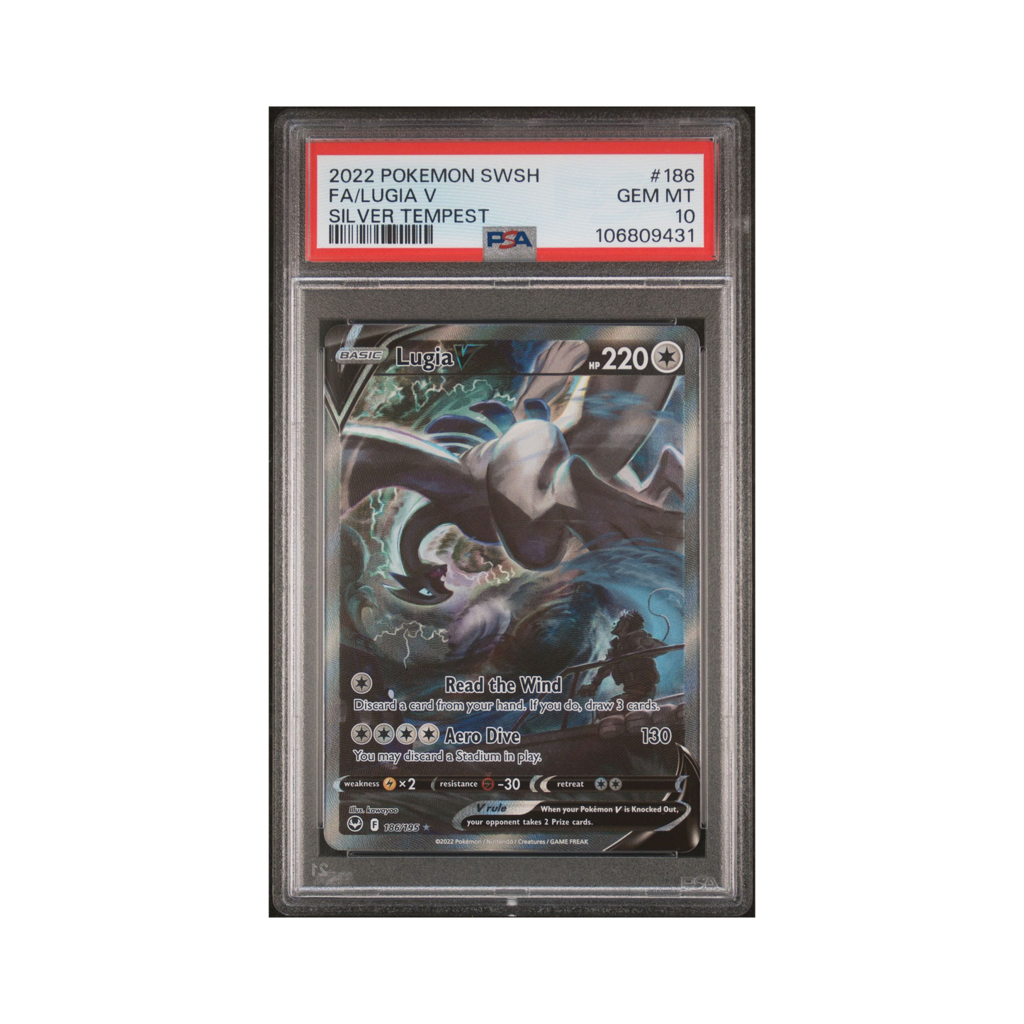 2022 Pokemon Silver Tempest Lugia V #186 PSA 10