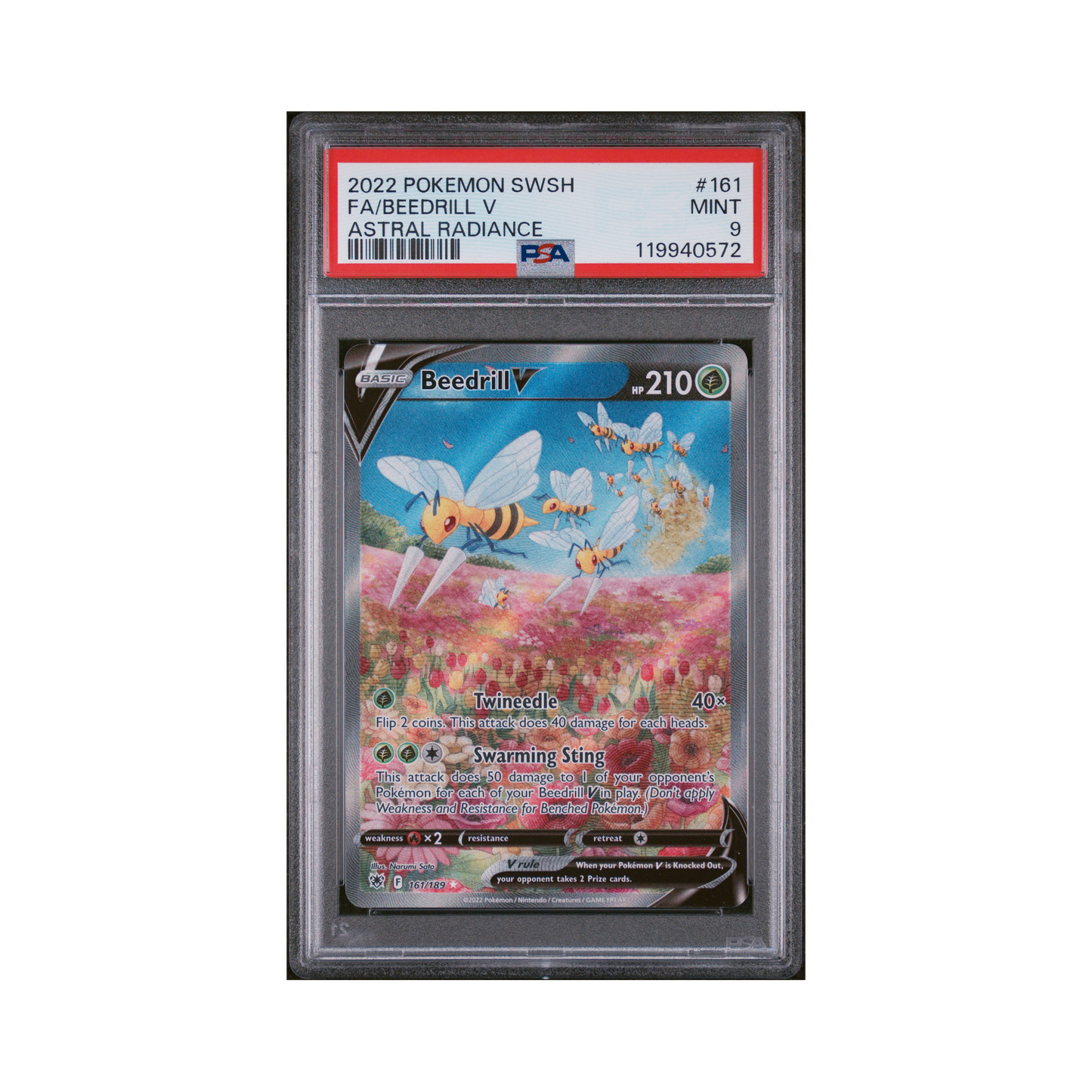 2022 Pokemon Sword & Shield Astral Radiance Beedrill V #161 PSA 9