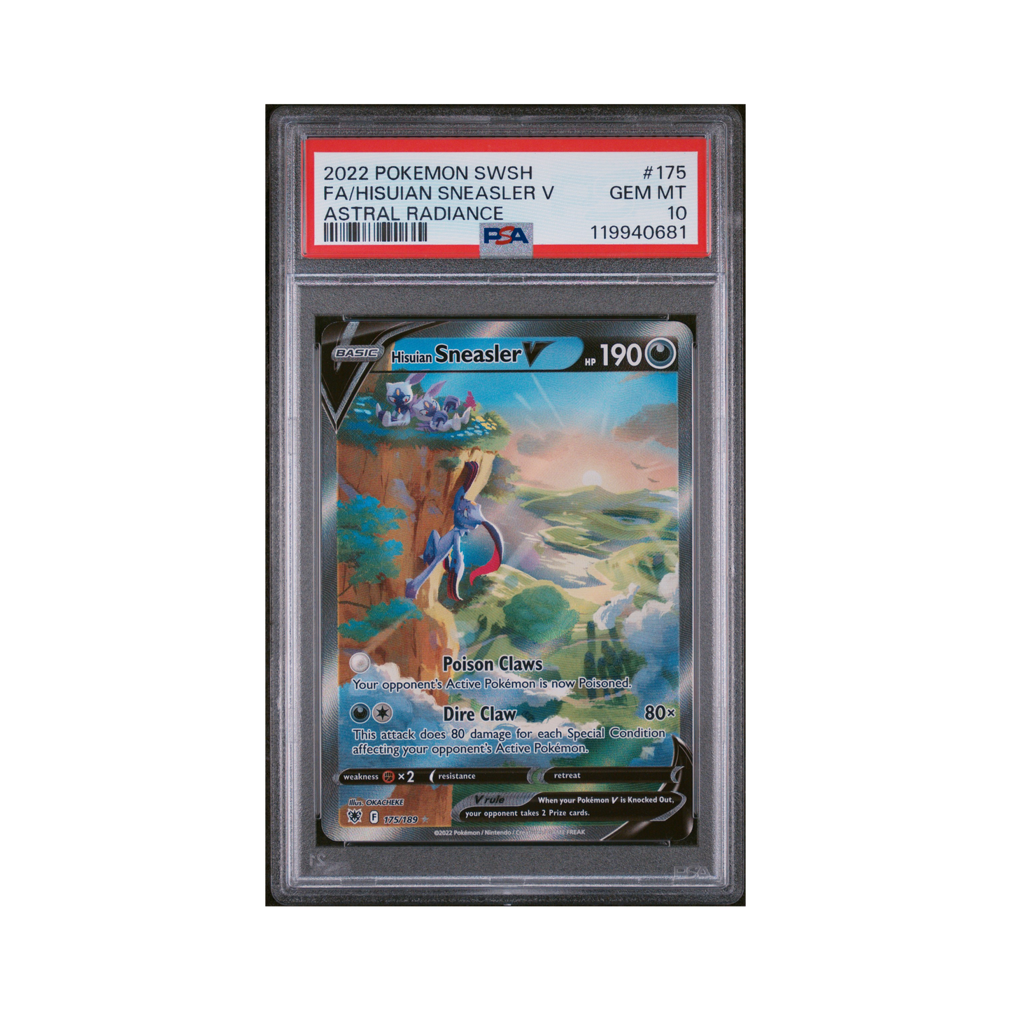 2022 Pokemon Sword & Shield Astral Radiance Hisuian Sneasler V #175 PSA 10