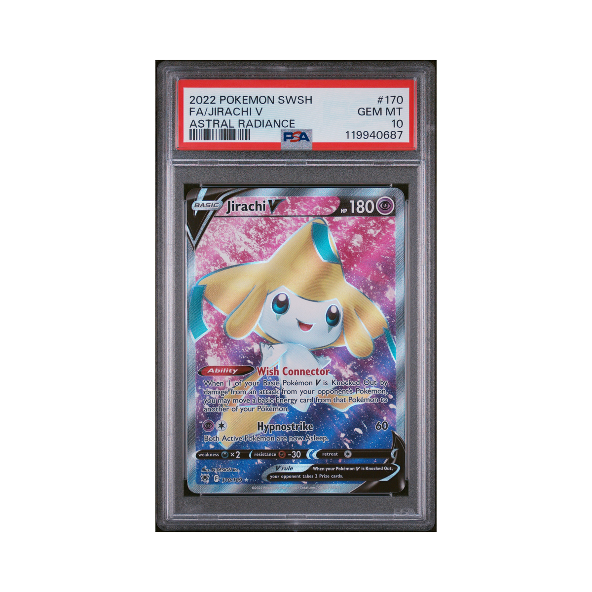 2022 Pokemon Sword & Shield Astral Radiance Jirachi V #170 PSA 10