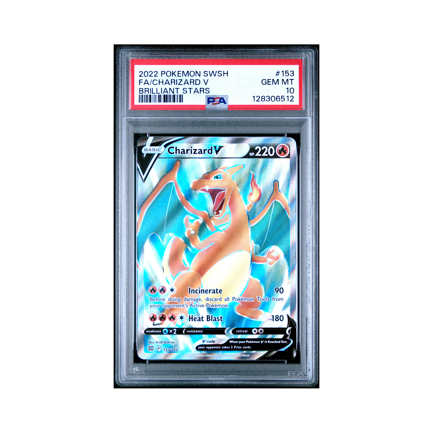 2022 Pokemon Sword & Shield Brilliant Stars Charizard V #153 PSA 10