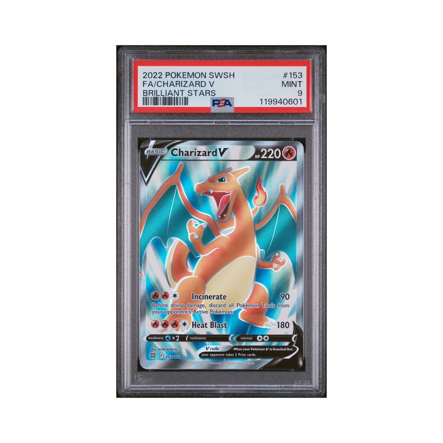 2022 Pokemon Sword & Shield Brilliant Stars Charizard V #153 PSA 9
