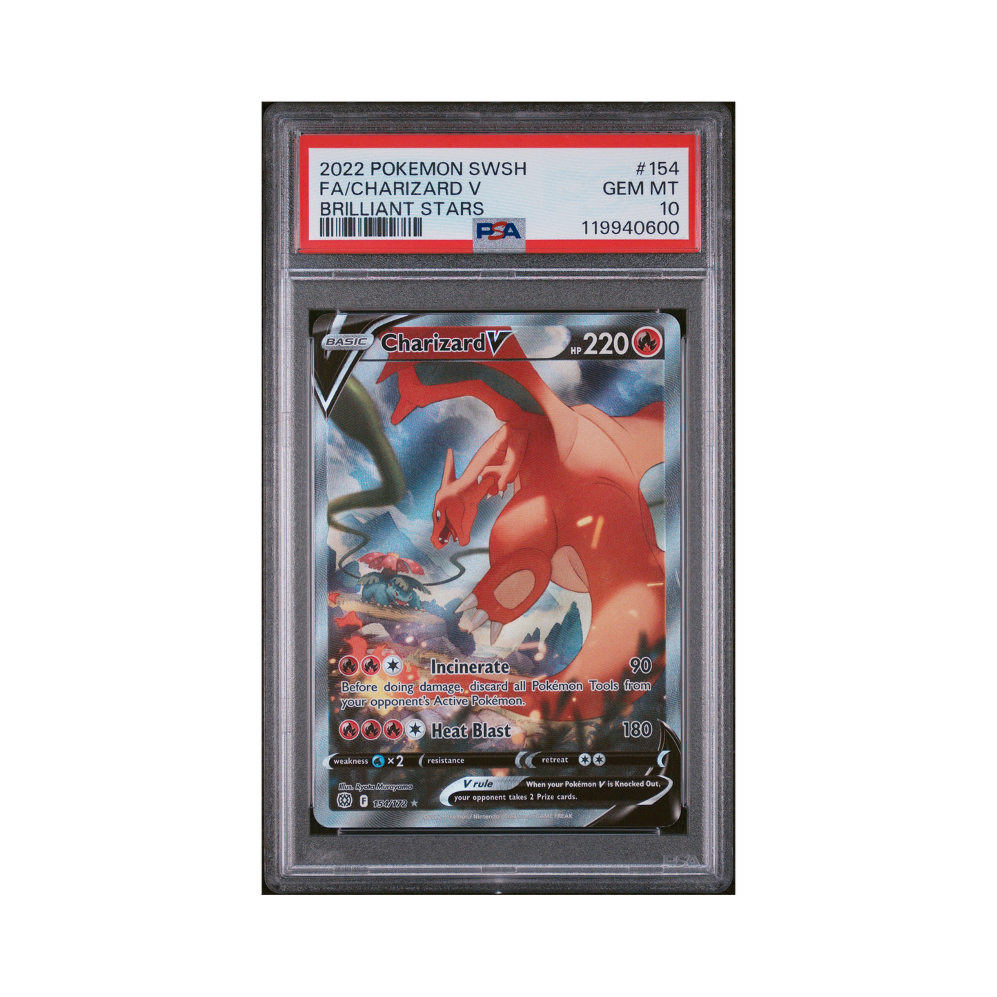 2022 Pokemon Sword & Shield Brilliant Stars Charizard V #154 PSA