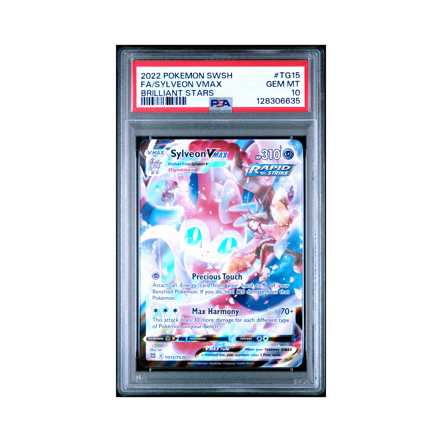 2022 Pokemon Sword & Shield Brilliant Stars Sylveon VMAX #TG15 PSA 10