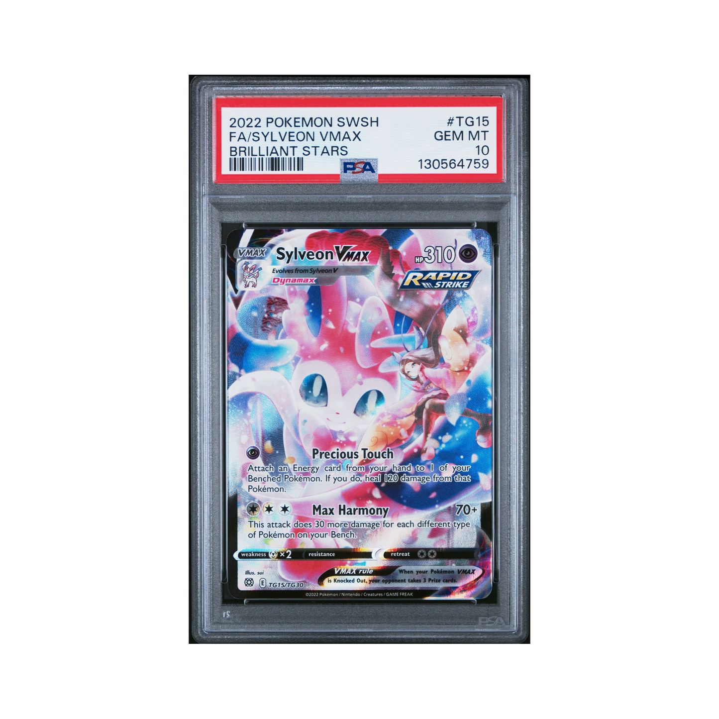 2022 Pokemon Sword & Shield Brilliant Stars Sylveon VMAX #TG15 PSA 10