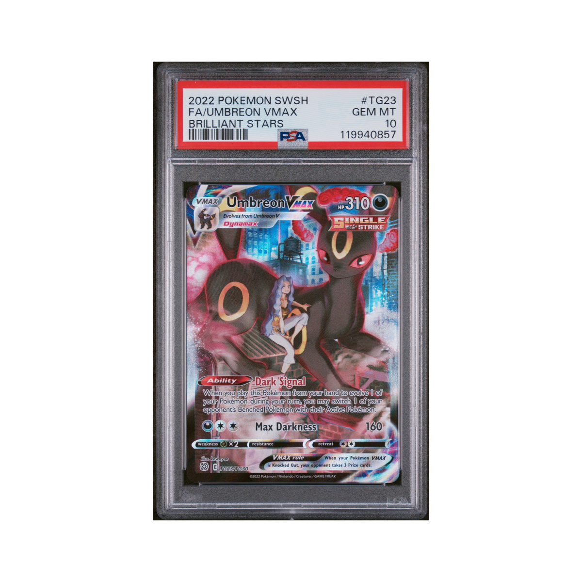 2022 Pokemon Sword & Shield Brilliant Stars Umbreon VMAX #TG23 PSA 10