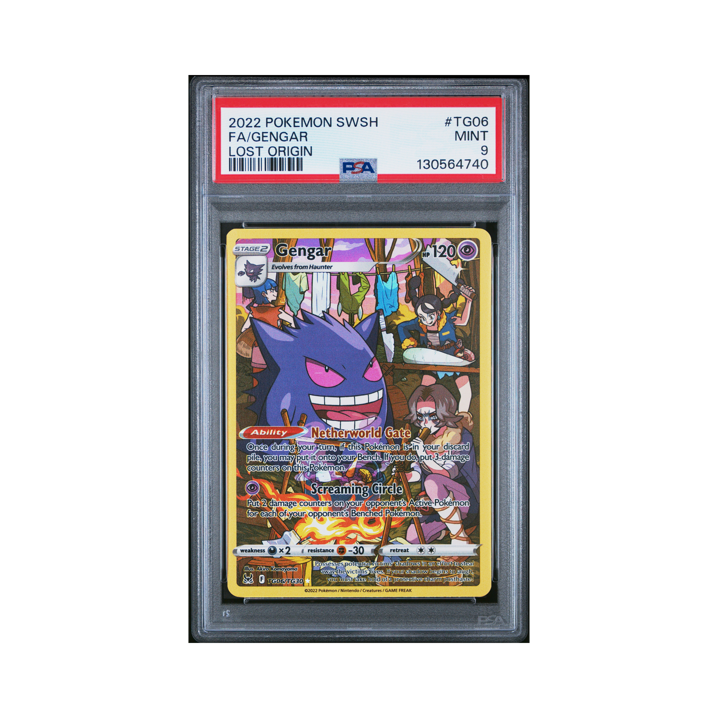 2022 Pokemon Sword & Shield Lost Origin Gengar #TG06 PSA 9
