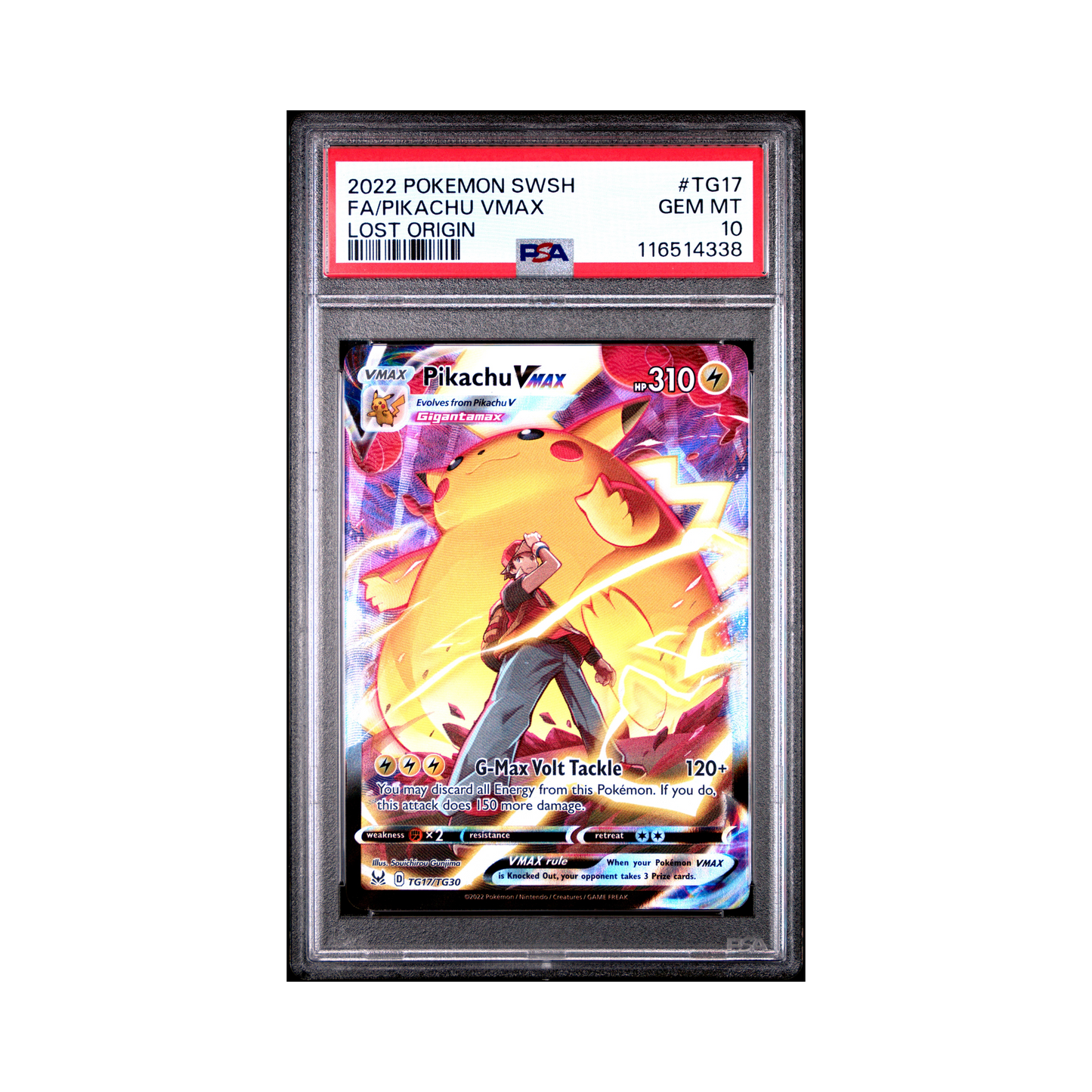 2022 Pokemon Sword & Shield Lost Origin Pikachu VMAX #TG17 PSA 10