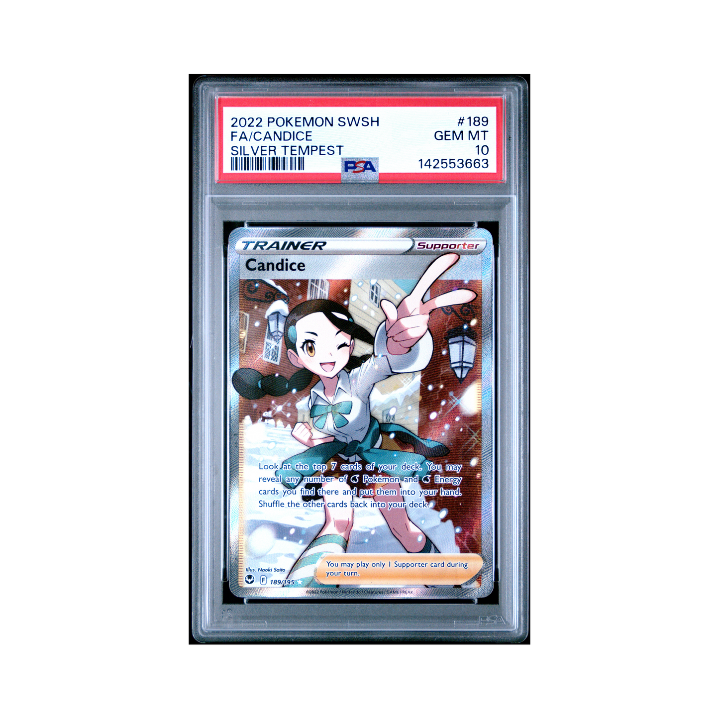 2022 Pokemon Sword & Shield Silver Tempest Candice #189 PSA 10