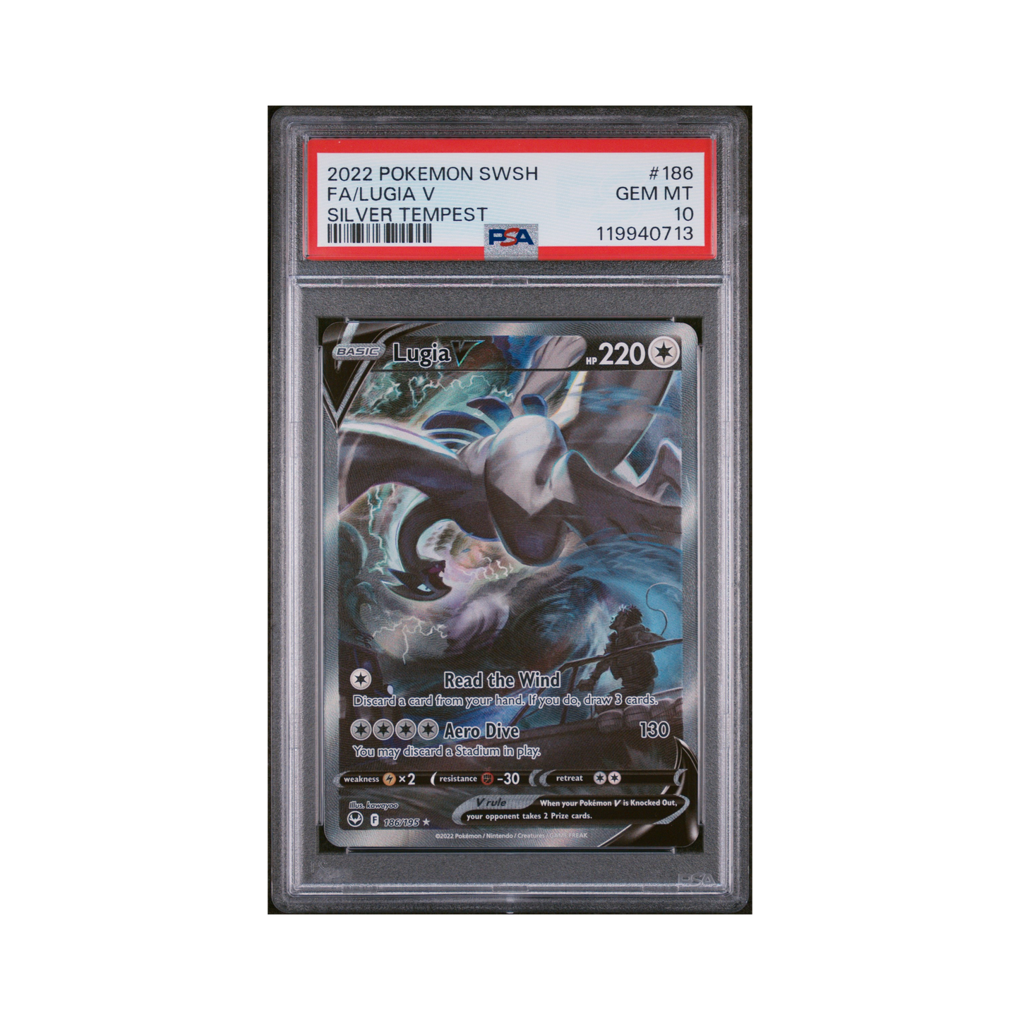 2022 Pokemon Sword & Shield Silver Tempest Lugia V #186 PSA 10