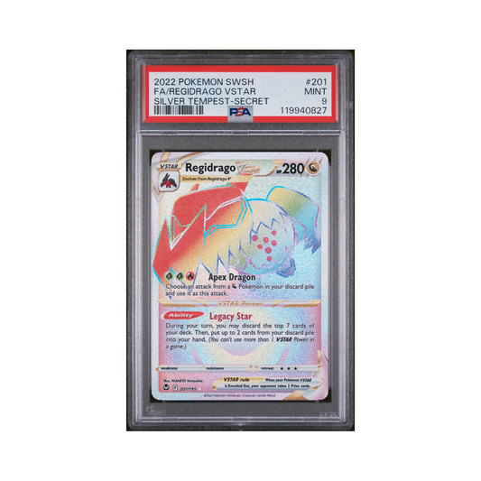 2022 Pokemon Sword & Shield Silver Tempest Regidrago VSTAR #201 PSA 9