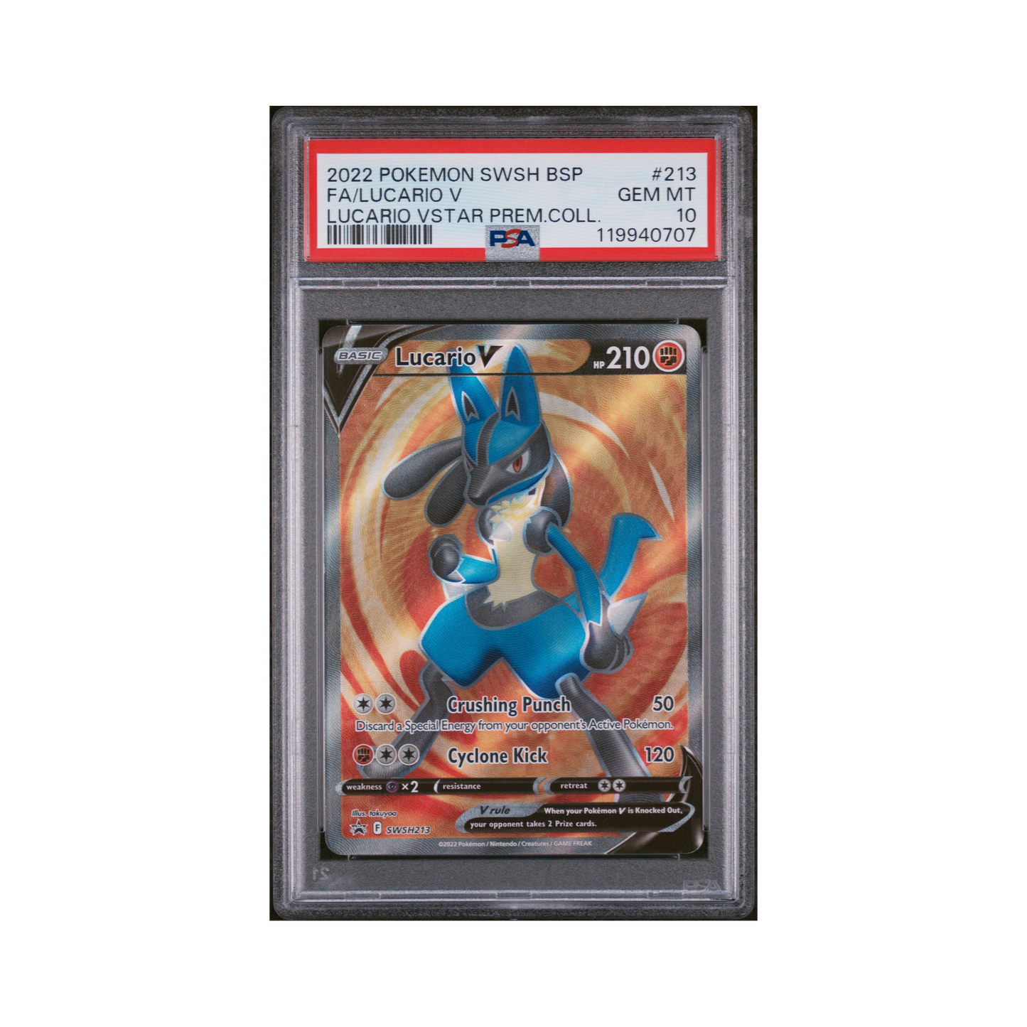2022 Pokemon SWSH Black Star Promo Lucario V #213 PSA 10