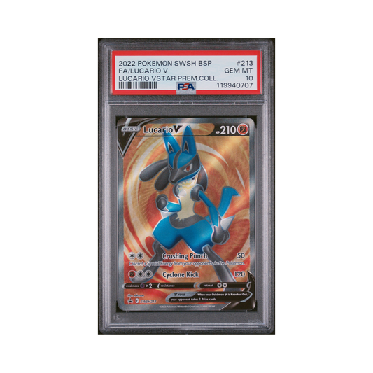 2022 Pokemon SWSH Black Star Promo Lucario V #213 PSA 10