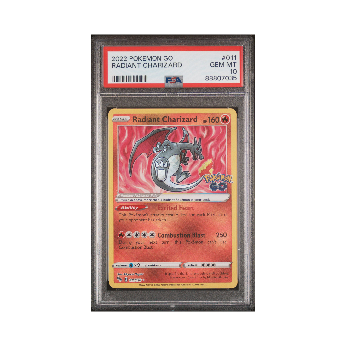 2022 Pokemon Go Radiant Charizard #011 PSA 10