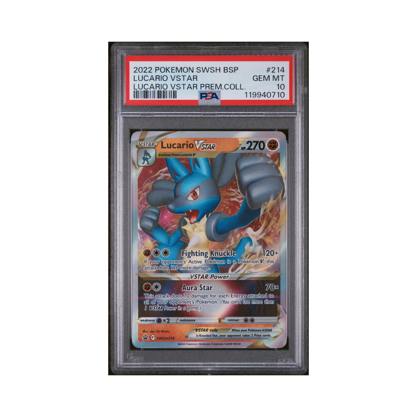 2022 Pokemon SWSH Black Star Promo Lucario VSTAR #214 PSA 10