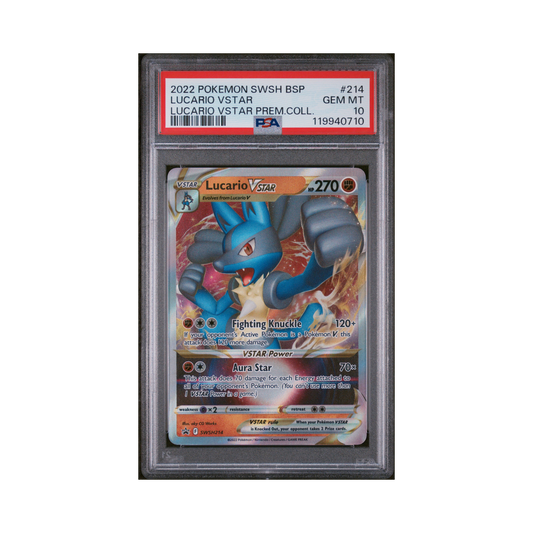 2022 Pokemon SWSH Black Star Promo Lucario VSTAR #214 PSA 10