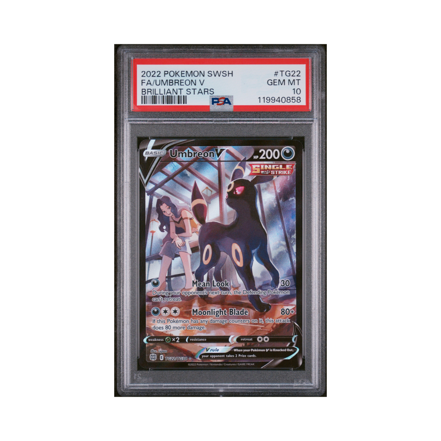 2022 Pokemon Sword & Shield Brilliant Stars Umbreon V #TG22 PSA 10