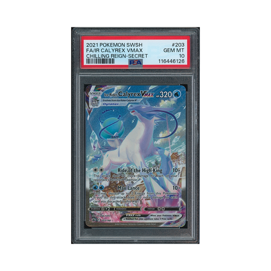 2021 Pokemon Sword & Shield Chilling Reign Ice Rider Calyrex VMAX #203 PSA 10
