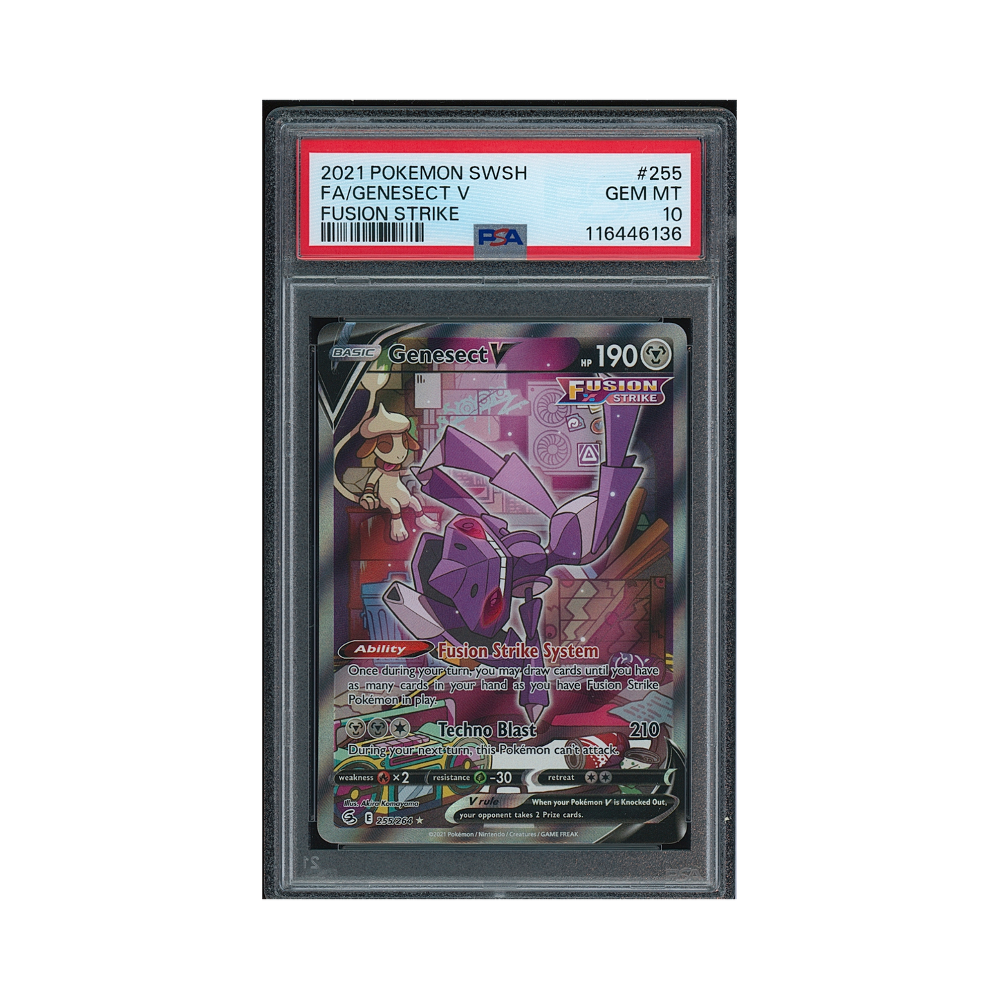 2021 Pokemon Sword & Shield Fusion Strike Genesect V #255 PSA 10