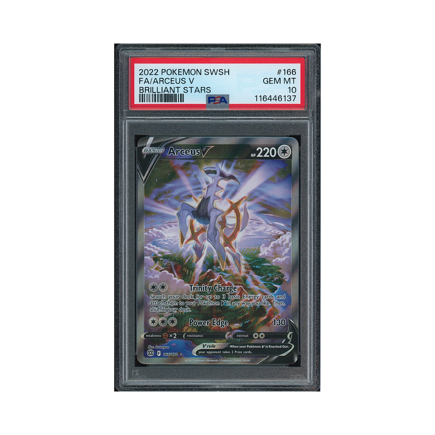 2022 Pokemon Sword & Shield Brilliant Stars Arceus V #166 PSA 10