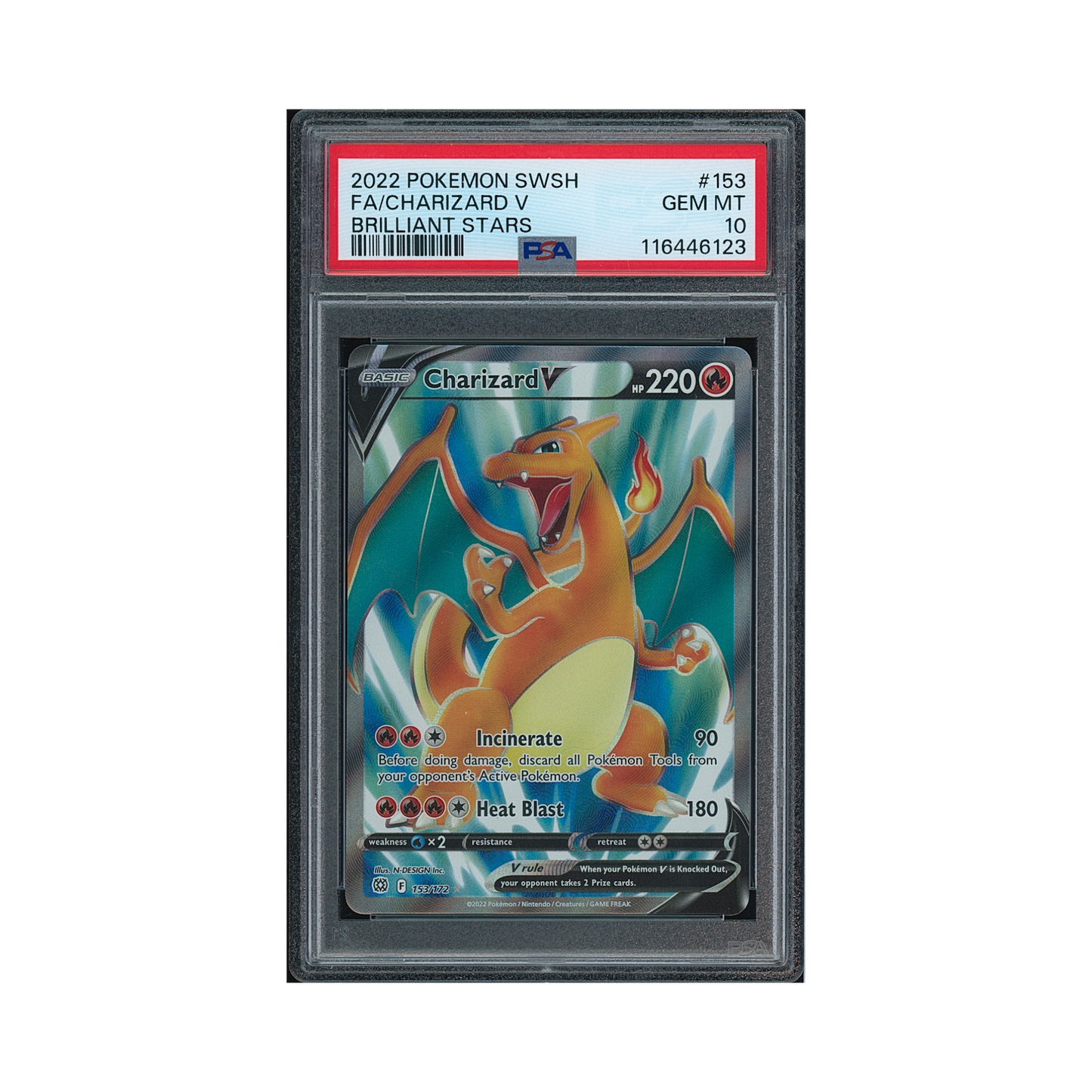 2022 Pokemon Sword & Shield Brilliant Stars Charizard V #153 PSA 10