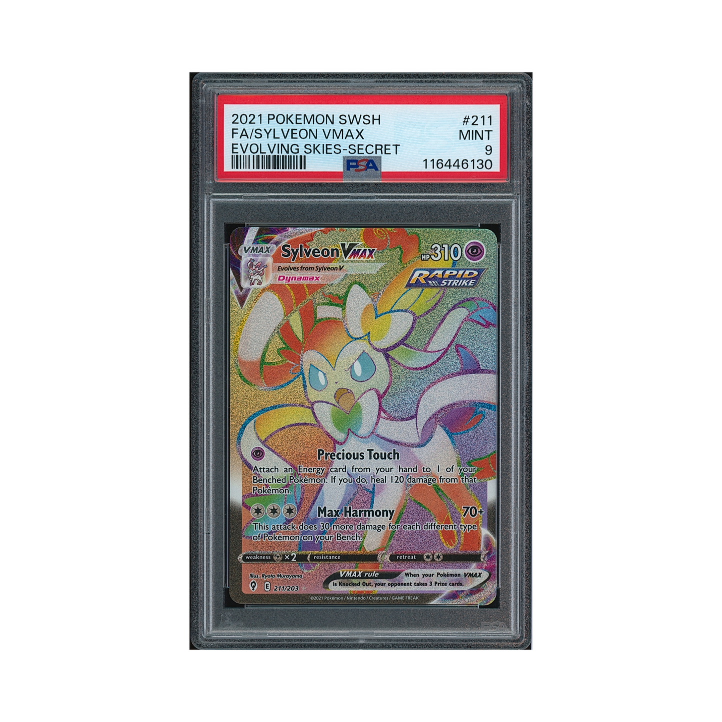 2021 Pokemon Sword & Shield Evolving Skies Sylveon VMAX #211 PSA 9