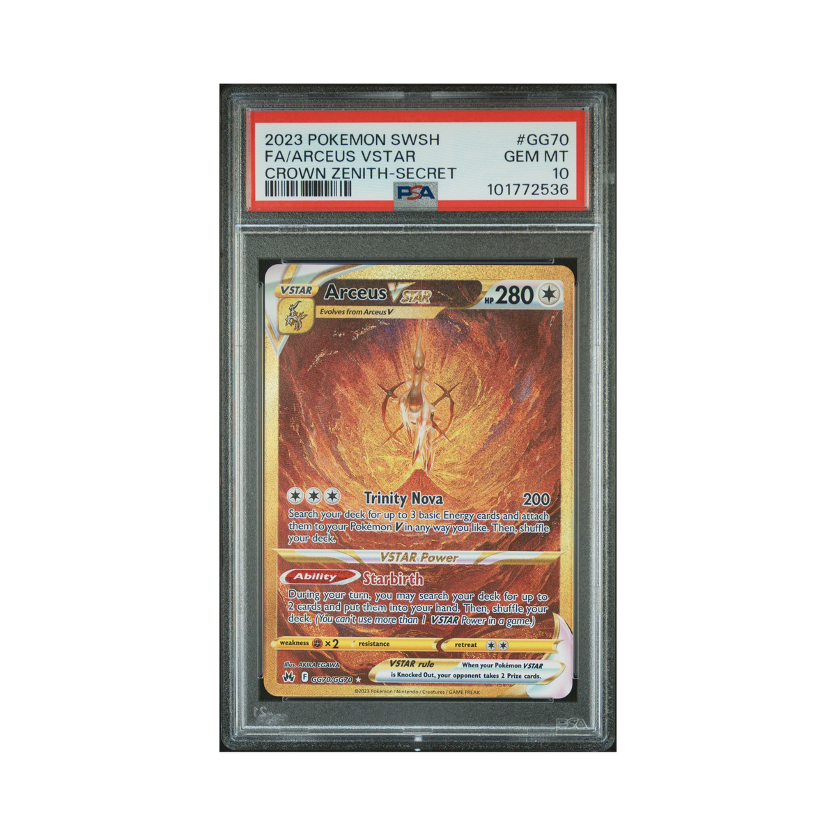 2023 Pokemon Crown Zenith Galarian Gallery Arceus VSTAR #GG70 PSA 10