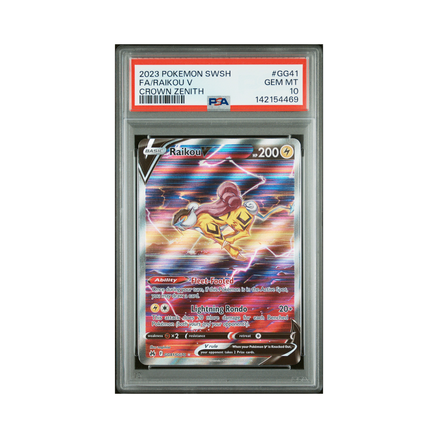 2023 Pokemon Crown Zenith Galarian Gallery Raikou V #GG41 PSA 10