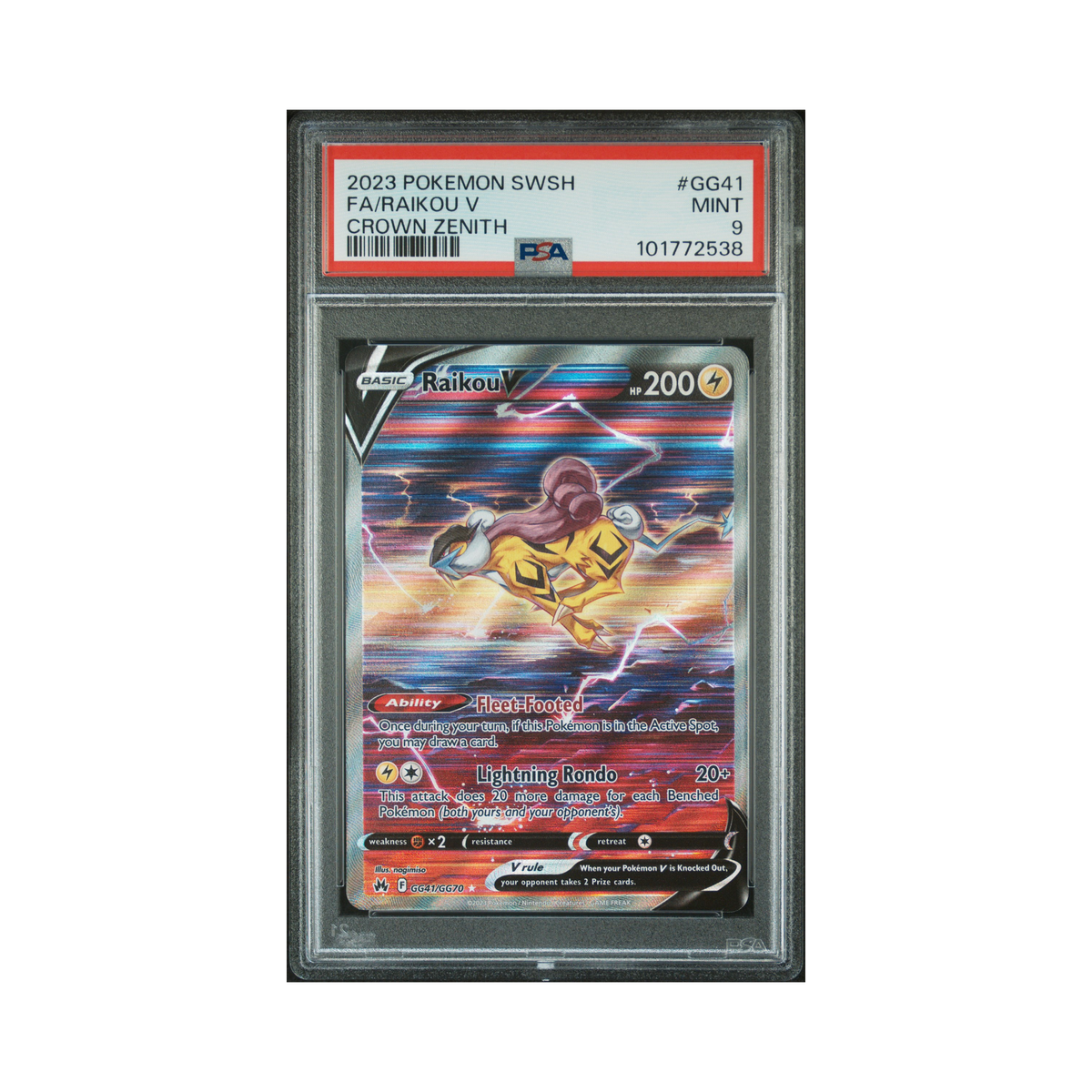 2023 Pokemon Crown Zenith Galarian Gallery Raikou V #GG41 PSA 9