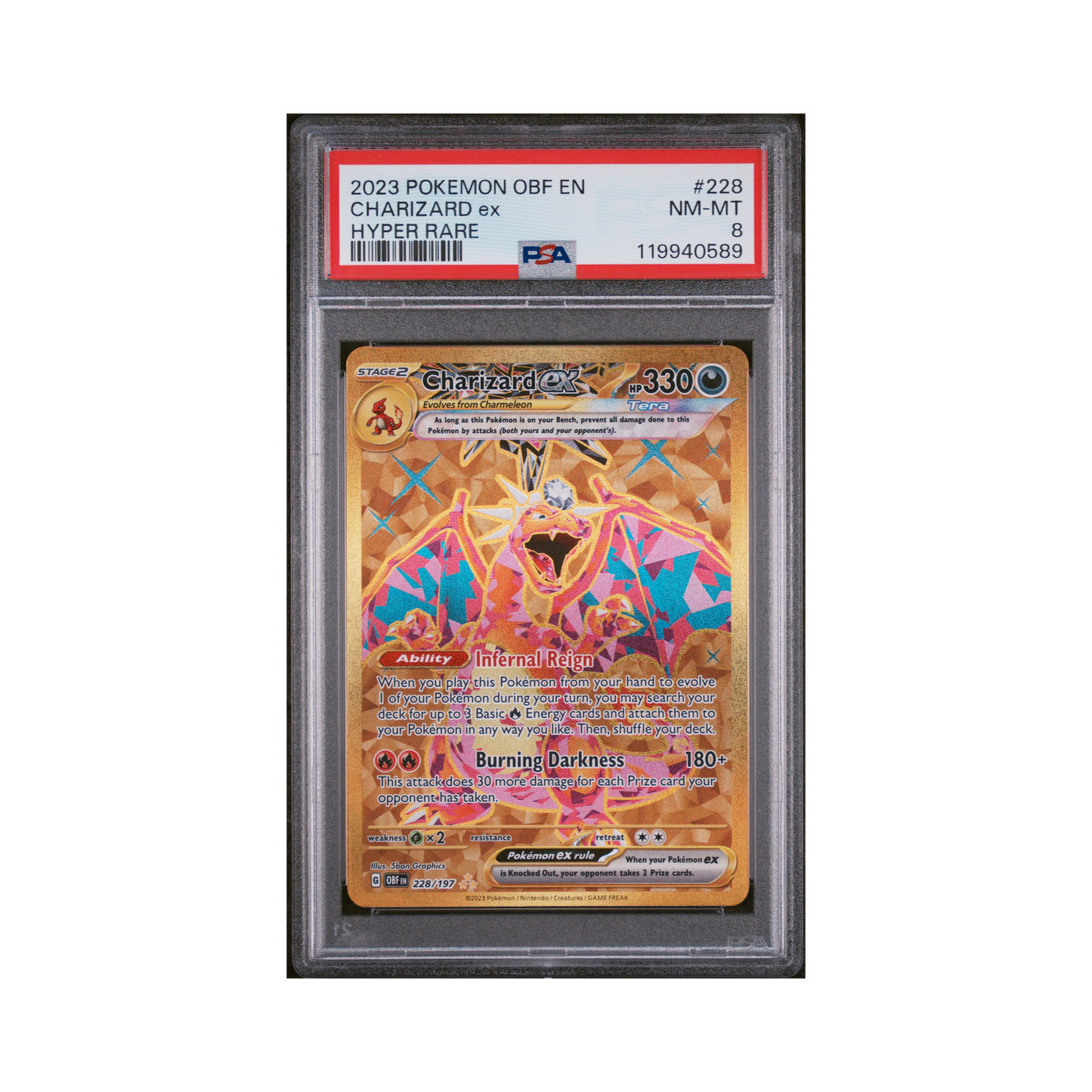 2023 Pokemon Obsidian Flames Charizard EX #228 PSA 8