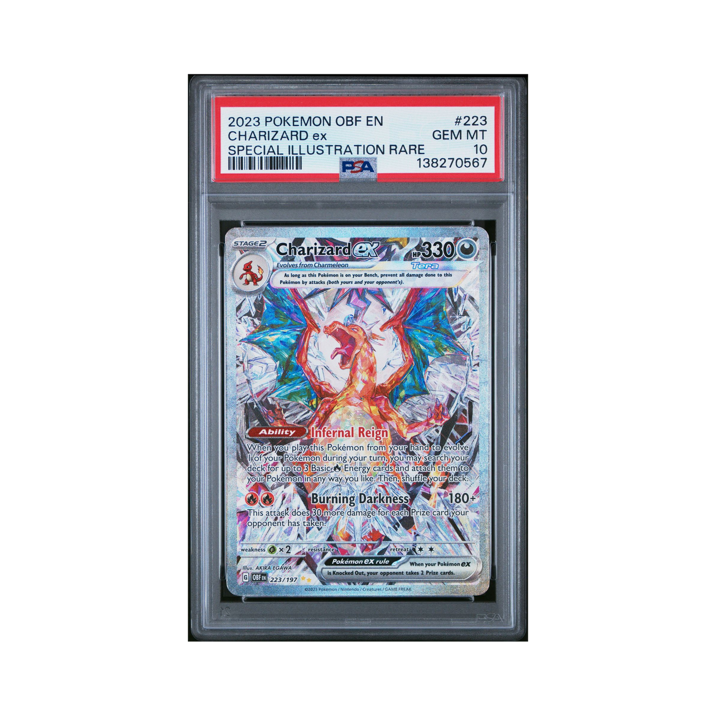 2023 Pokemon Obsidian Flames Charizard ex #223 PSA 10