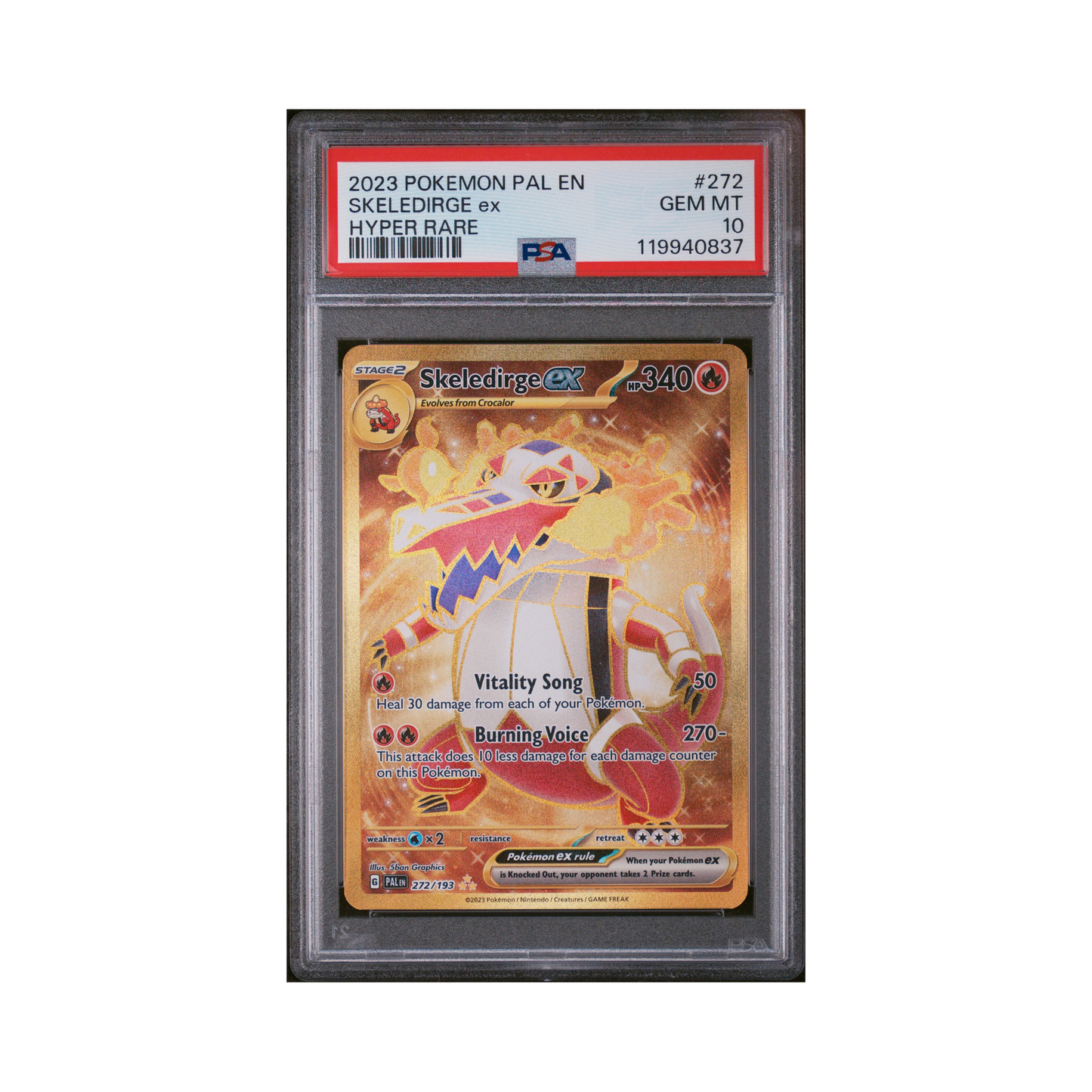 2023 Pokemon Paldea Evolved Skeledirge EX #272 PSA 10