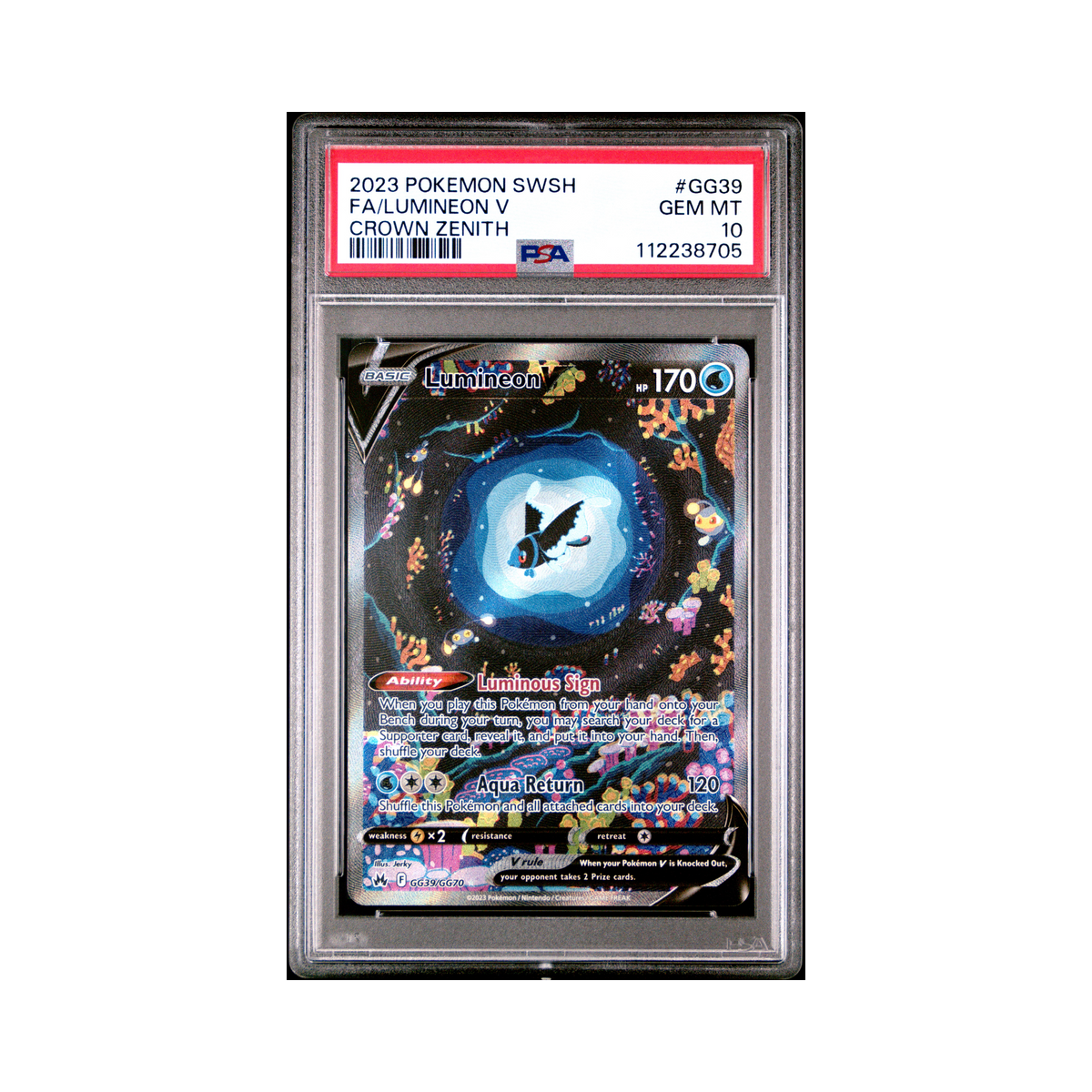 2023 Pokemon Sword And Shield Crown Zenith Lumineon V #GG39 PSA 10