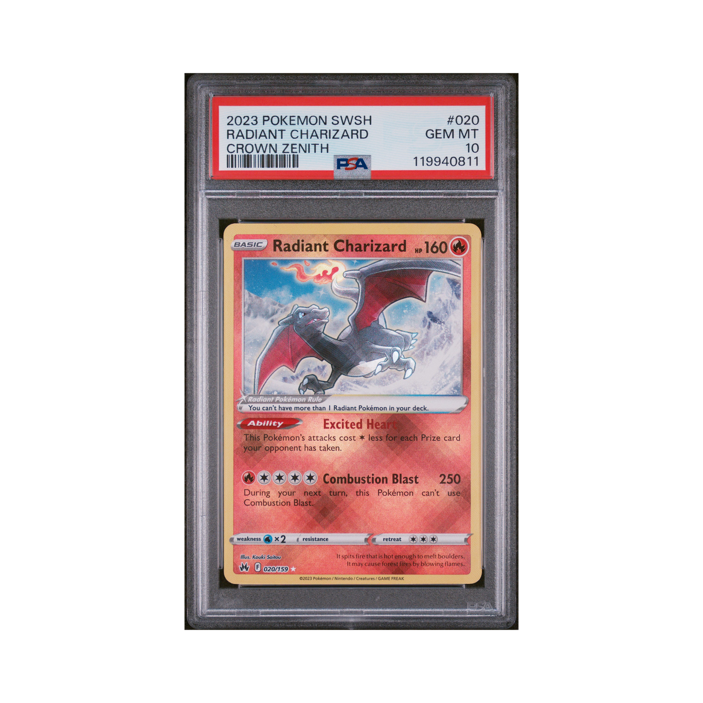 2023 Pokemon Sword And Shield Crown Zenith Radiant Charizard #020 PSA 10