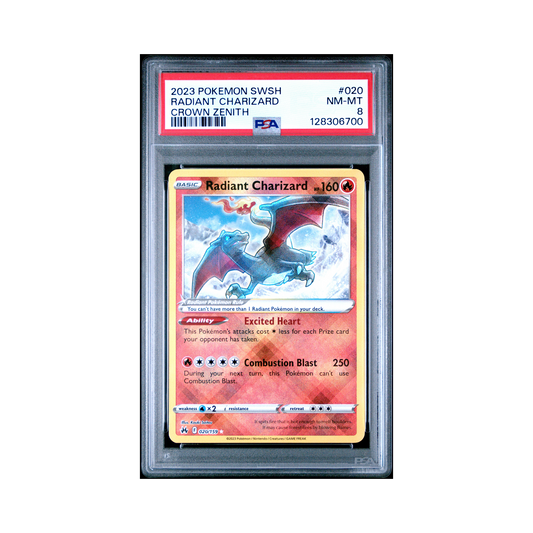 2023 Pokemon Sword And Shield Crown Zenith Radiant Charizard #020 PSA 8