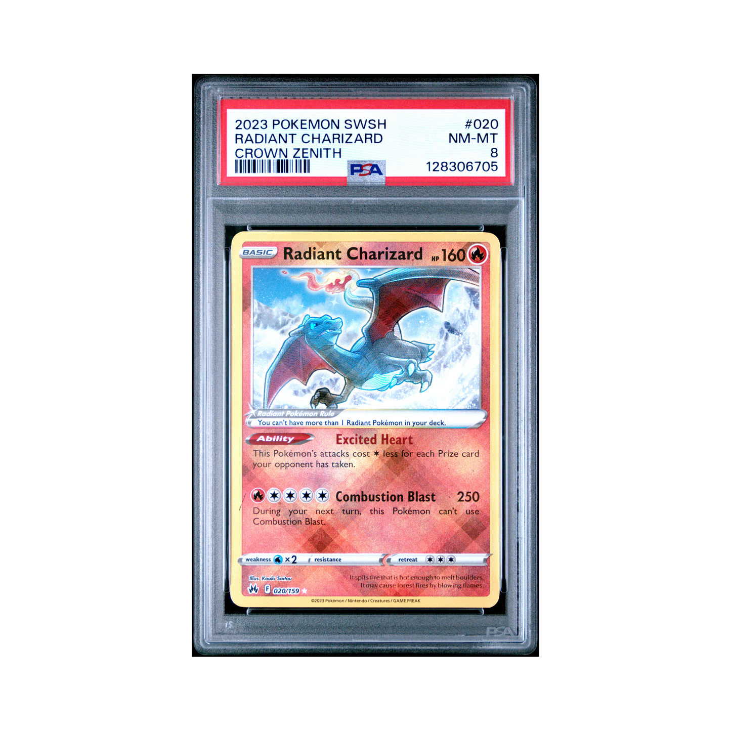 2023 Pokemon Sword And Shield Crown Zenith Radiant Charizard #020 PSA 8