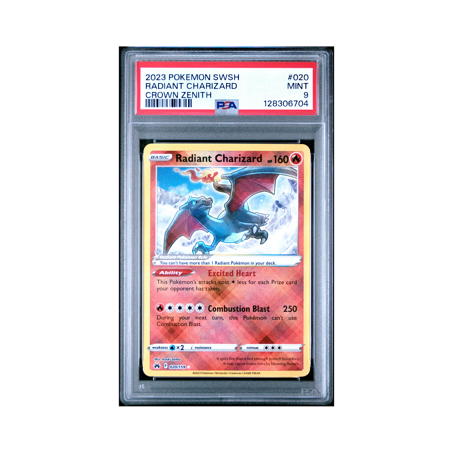 2023 Pokemon Sword And Shield Crown Zenith Radiant Charizard #020 PSA 9
