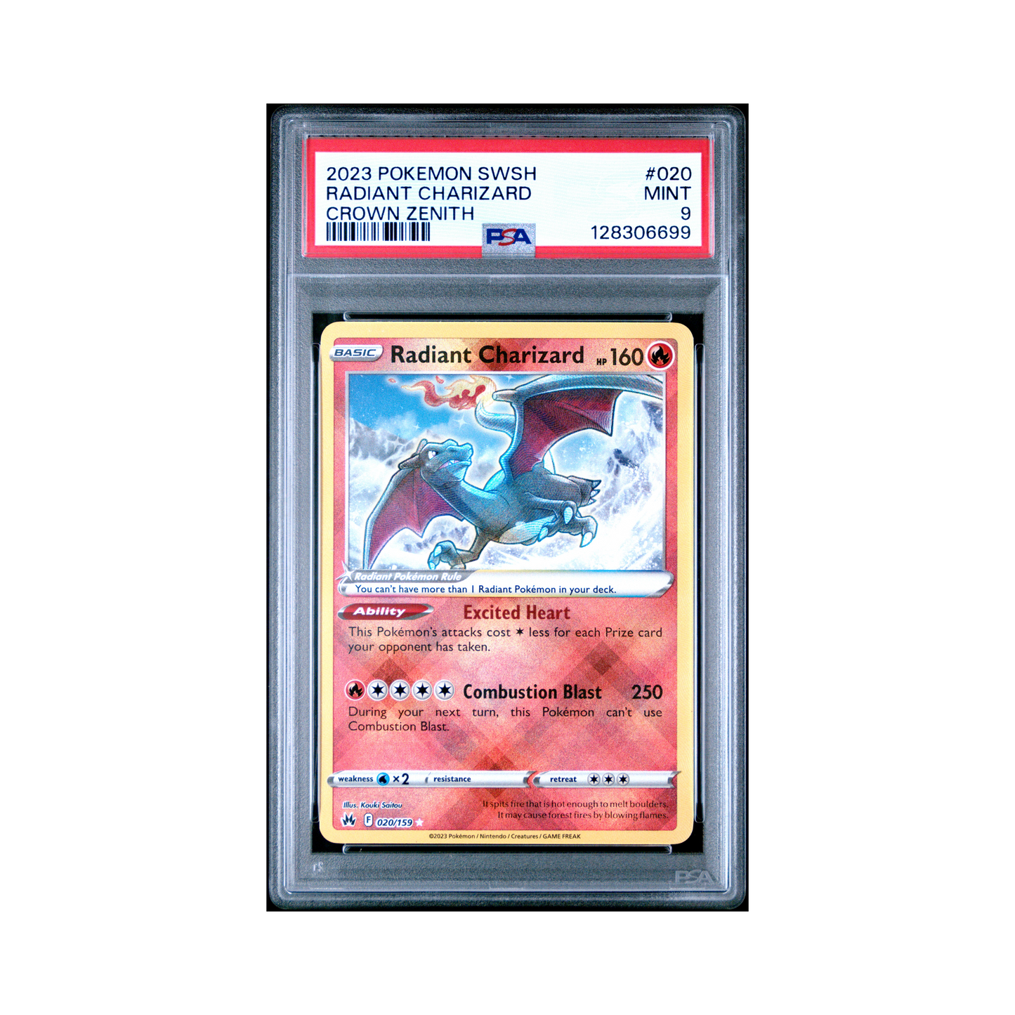 2023 Pokemon Sword And Shield Crown Zenith Radiant Charizard #020 PSA 9