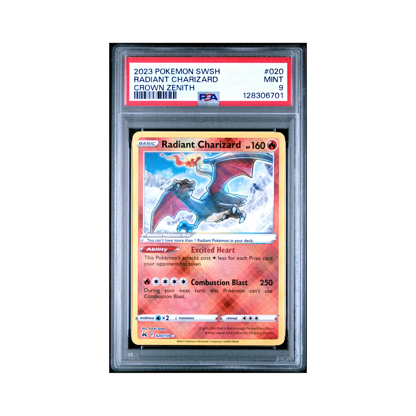 2023 Pokemon Sword And Shield Crown Zenith Radiant Charizard #020 PSA 9