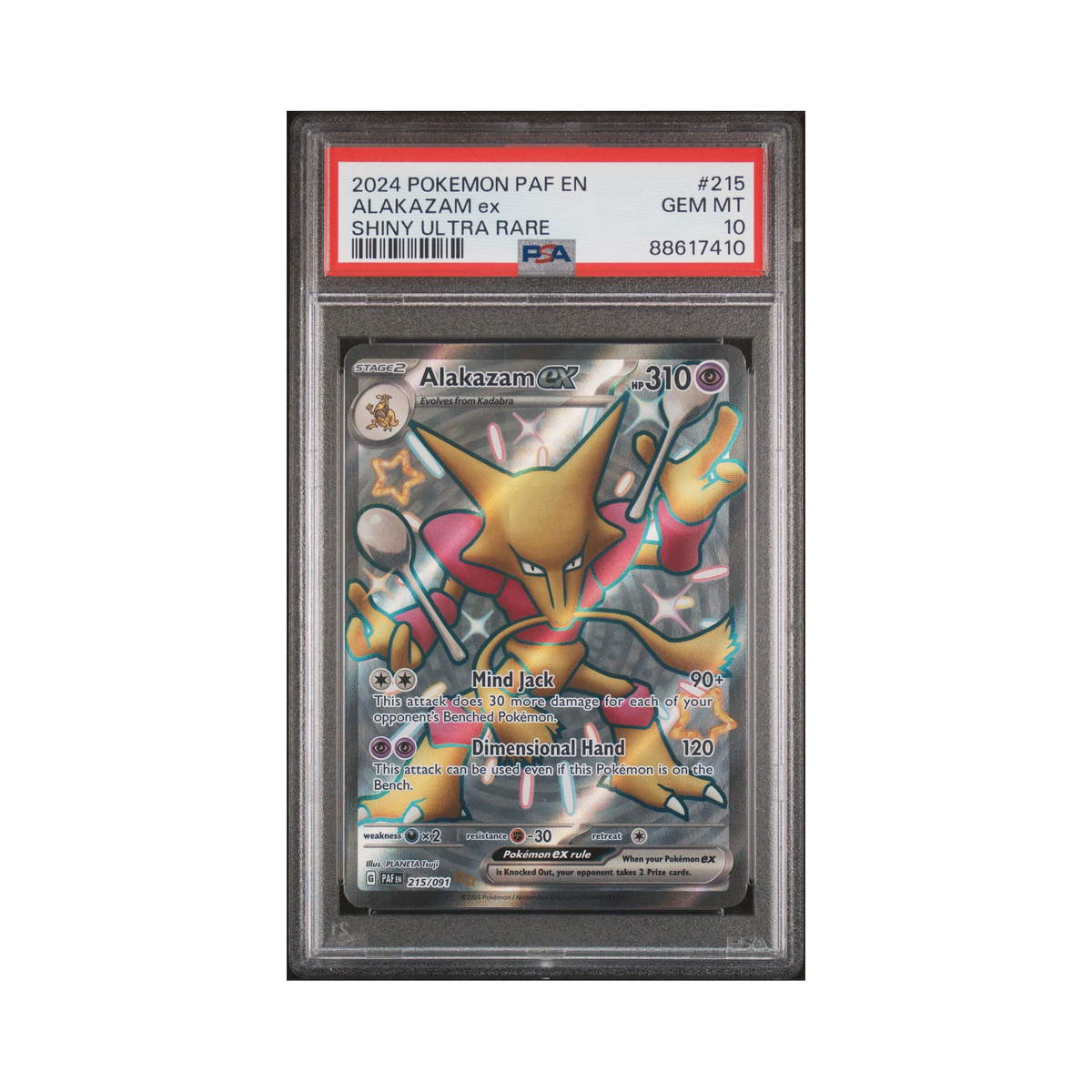 2024 Pokemon Paldean Fates Alakazam ex #215 PSA 10