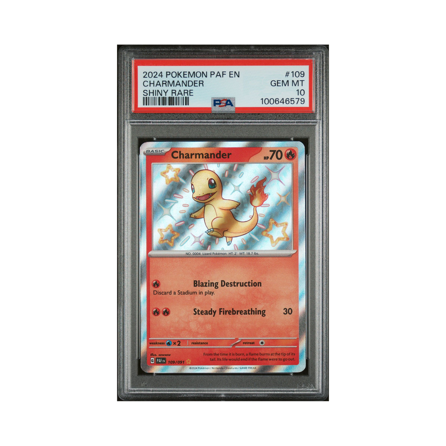 2024 Pokemon Paldean Fates Charmander #109 PSA 10