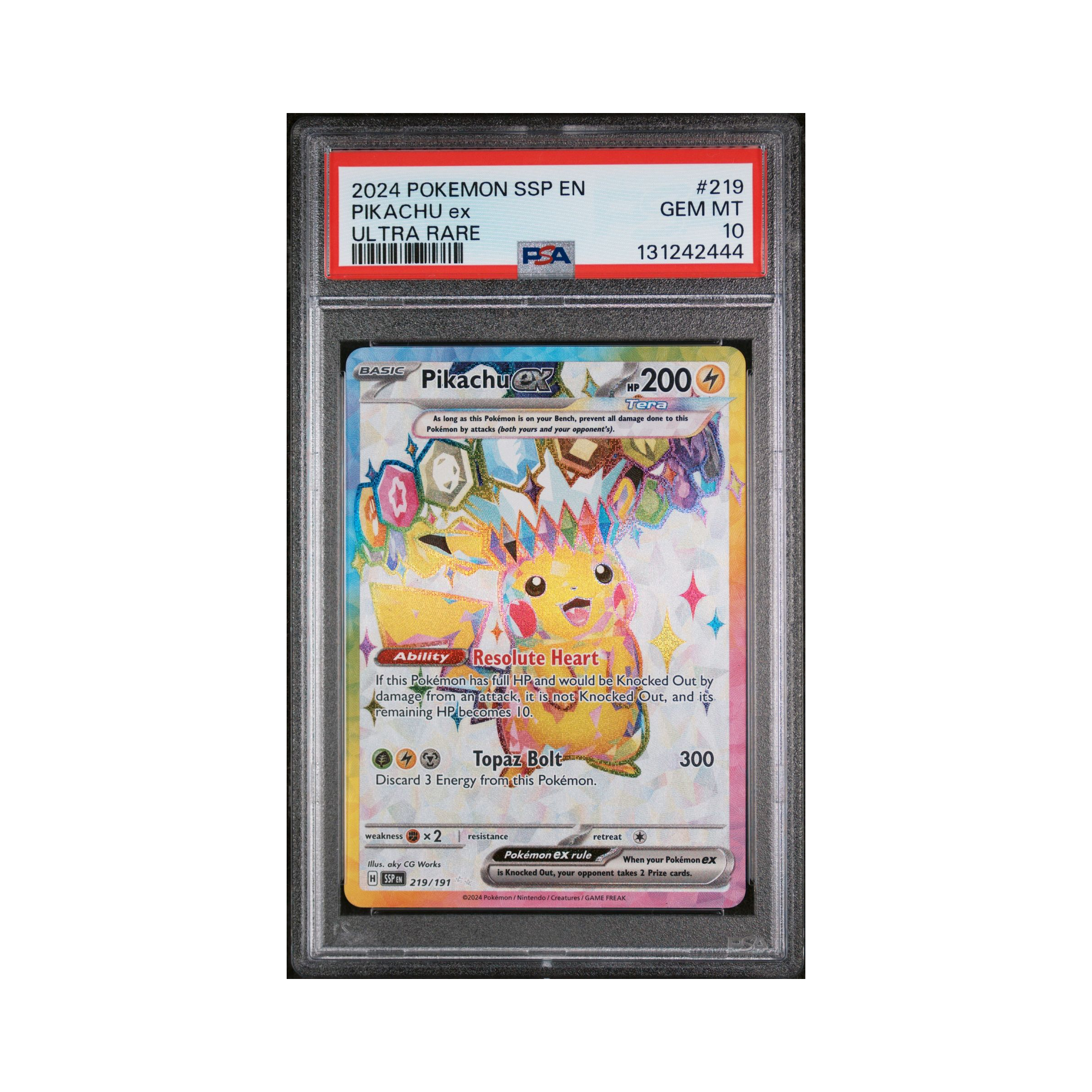 2024 Pokemon Surging Sparks Pikachu ex #219 PSA 10 – Common Lands
