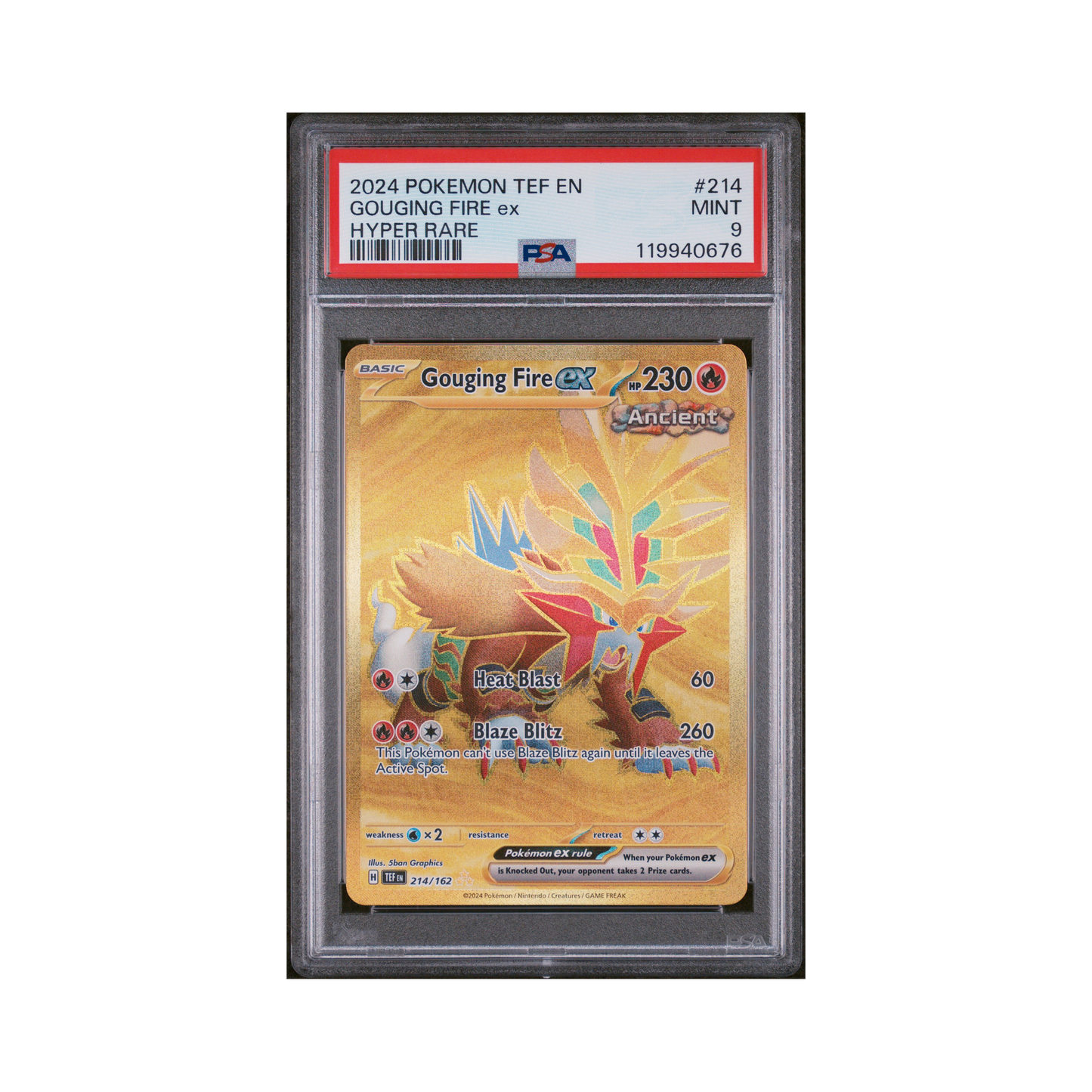2024 Pokemon Tef Forces Gouging Fire EX #214 PSA 9