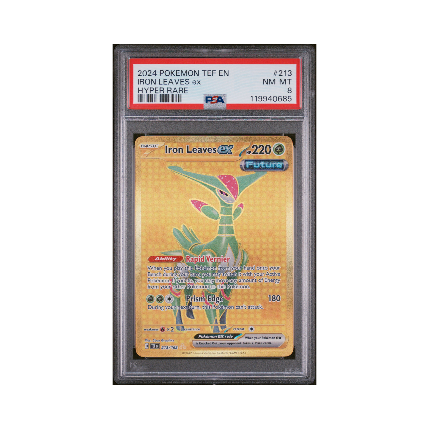 2024 Pokemon Temporal Forces Iron Leaves EX #213 PSA 8