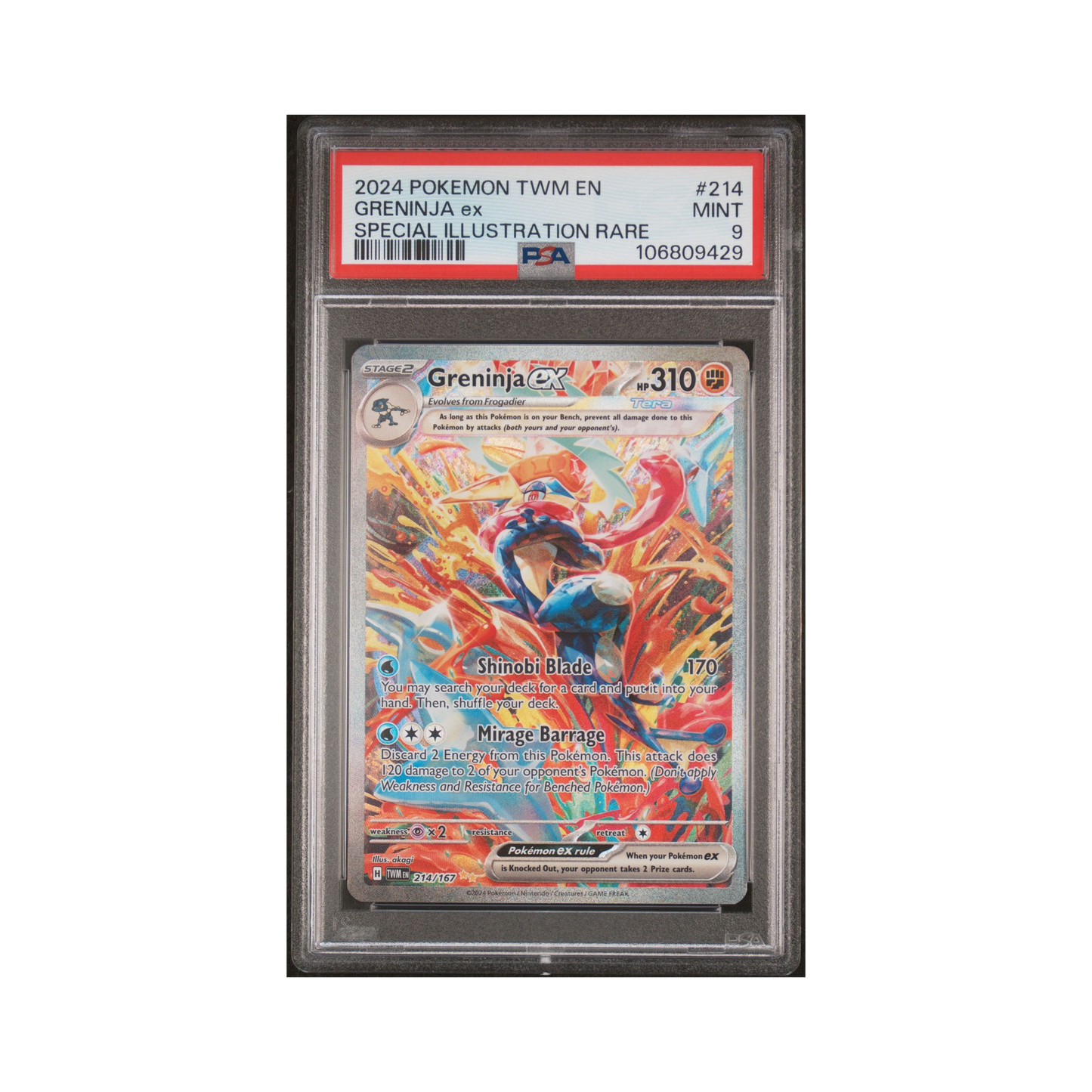 2024 Pokemon Twilight Masquerade Greninja ex #214 PSA 9