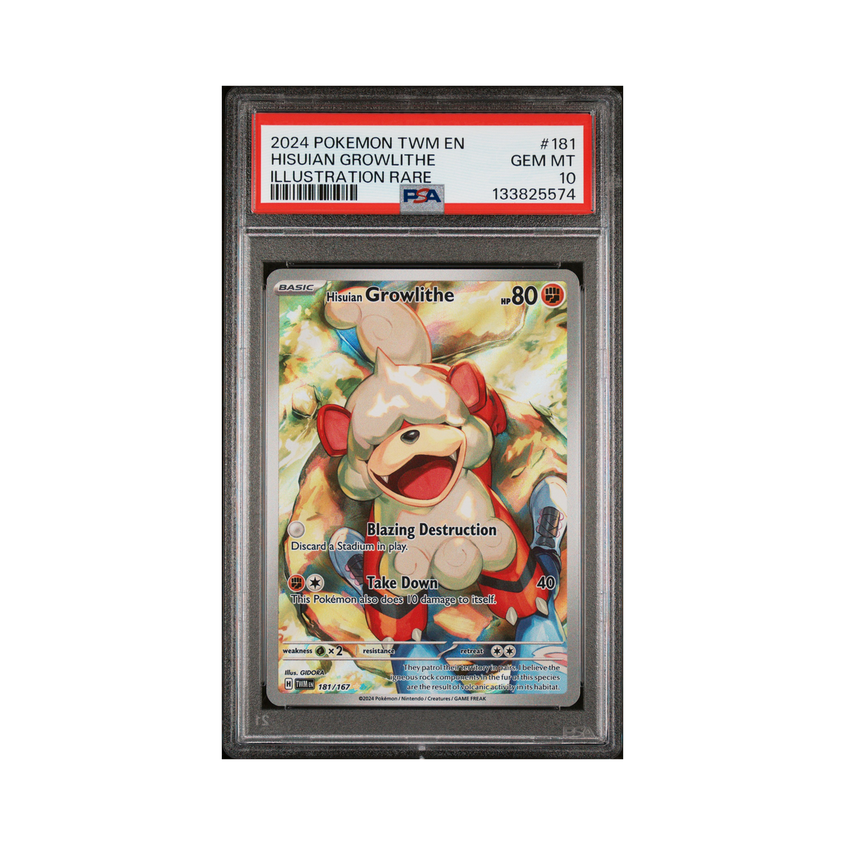 2024 Pokemon Twilight Masquerade Hisuian Growlithe #181 PSA 10