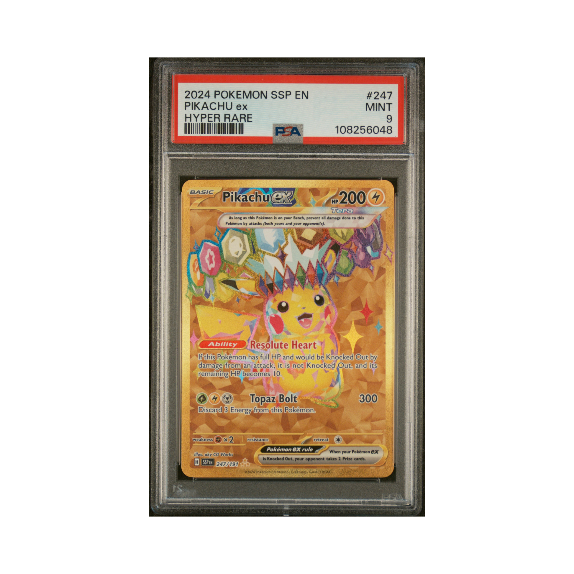 2024 Pokemon Surging Sparks Pikachu EX #247 PSA 9 – Common Lands