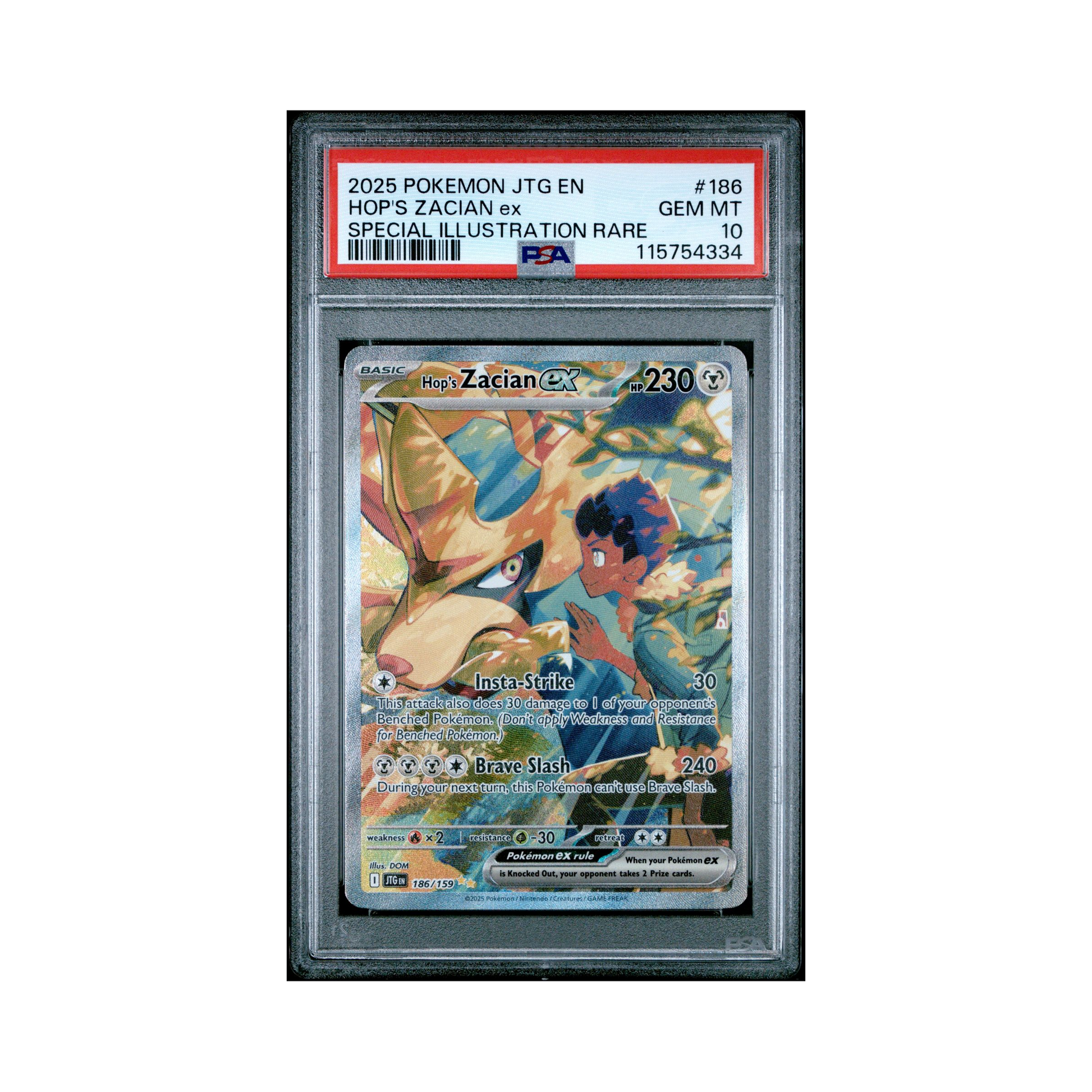 2025 Pokemon Journey Together Hop's Zacian ex #186 PSA 10 – Common Lands