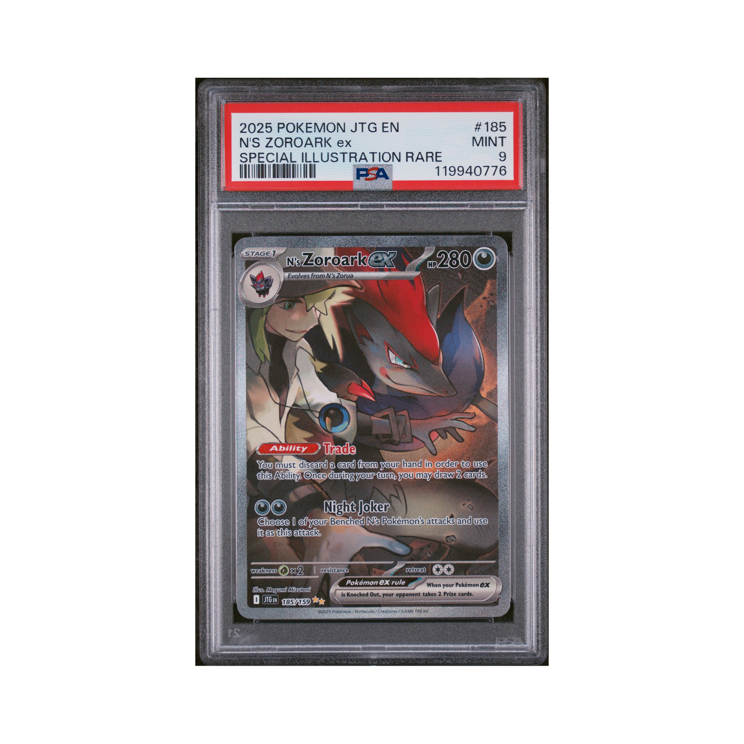 2025 Pokemon Journey Together N's Zoroark EX #185 PSA 9